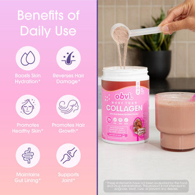 Obvi More Than Collagen Powder | Supports Healthy Hair Skin Nails Joints Gut | Grass-Fed Multi Collagen Supplement with Hyaluronic Acid Biotin Keratin | Cocoa Cereal 30, Servings