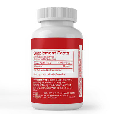 PURE ORIGINAL INGREDIENTS L-Carnitine, (100 Capsules) Always Pure, No Additives Or Fillers, Lab Verified