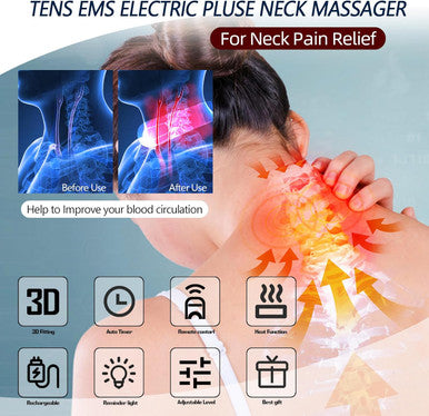 Inshuey Neck Massager For Pain Relief With Heat Portable Electric Pulse Deep Tissue Trigger Point Cervical Massager For Women Men Gifts Fsa Or Hsa Eligible