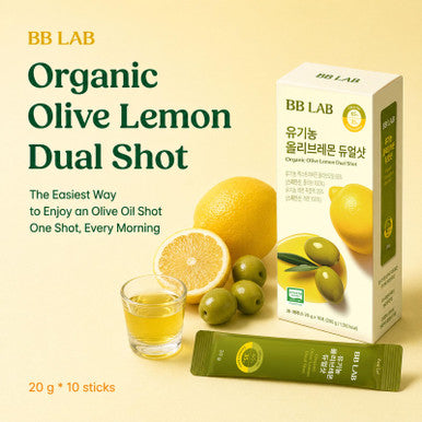BB LAB Organic Olive Lemon Dual Shot Cold Pressed Extra Virgin Picual Olive Oil with NFC Lemon Juice 20g*10 Sticks