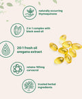 Micro Ingredients Oil of Oregano Softgels 6000mg Per Serving 300 Count | 2 in 1 Formulated with Black Seed Oil 200mg 4X Strength Carvacrol & Thymoquinone | Plant Based Non-GMO & Immune Support