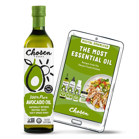 Chosen Foods 100% Pure Avocado Oil, Keto Diet Friendly, Kosher Oil for Baking, High-Heat Cooking, Frying, Homemade Sauces, Dressings and Marinades (1 liter)