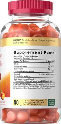 Carlyle Vitamin D Gummies | 5000Iu | 180 Count | Vegetarian, Non-Gmo, And Gluten Free Formula | High Potency Vitamin D3 Supplemen