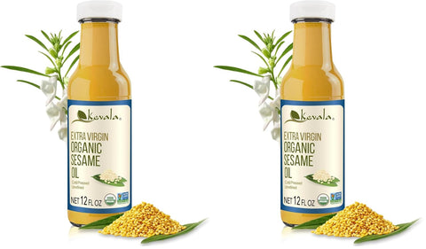 Kevala Organic Extra Virgin Sesame Oil ÃƒÂ¢Ã¢â€šÂ¬Ã¢â‚¬Å“ 17.5 lb, Body Care and Hair Care | High Smoke Point Vegetable Oil for Cooking and Baking, Made with Organic Sesame Seeds, Non-GMO, Kosher, Skin Care Uses