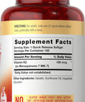 Carlyle Vitamin K2 Mk7 100 Mcg 150 Softgels Non-Gmo, Gluten Supplement