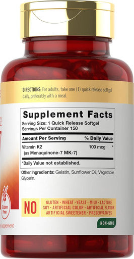 Carlyle Vitamin K2 Mk7 100 Mcg 150 Softgels Non-Gmo, Gluten Supplement