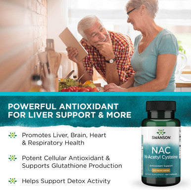 Swanson NAC N-Acetyl Cysteine - 600 mg 100 Capsules - Antioxidant and Cellular Health Support Supplement (2 Pack)