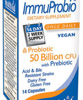 Immuprobio, 50 Billion With Probiotic, Once Daily, 14Ct, Acid & Bile Resistant, Dairy & Gluten Free, Vegan