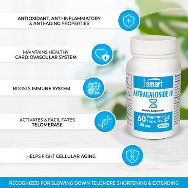Supersmart Astragaloside IV 98 100 mg Per Day Astragalus Root Extract Antioxidant Anti Inflammatory Supplement Immune System Booster NonGMO Gluten Free 60 Vegetarian Capsules
