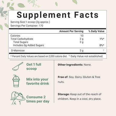 Micro Ingredients D Mannose Powder 12 Ounces Pure Mannose Supplement Quick Water Soluble Support Urinary Tract Cleanse & Bladder Health Premium Mannose for Women and Men Vegan Friendly