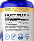 Carlyle Vitamin B12 500mcg | 500 Tablets | Vegetarian, Non-GMO, Gluten Free