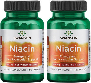 Swanson Sustained Release Niacin 500 Milligrams 90 Tabs (2 Pack)