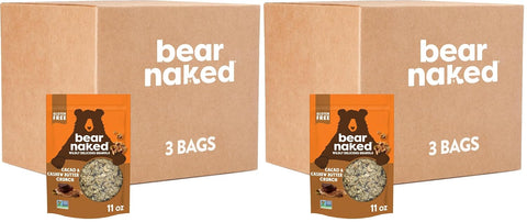 Bear Naked Granola Cereal, Whole Grain Granola, Breakfast Snacks, Cacao and Cashew Butter Crunch (3 Bags)