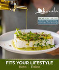 Kevala Extra Virgin Organic Olive Oil - Gluten-Free and Cholesterol-Free Oil Perfect for Frying and Cooking, Smooth Base for a Ranch Dressing, Cold Pressed and Unrefined, Bulk Size 128 oz