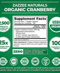 Zazzee Usda Organic Cranberry 25:1 Extract, 12,500 Mg Strength, 100 Vegan Capsules, Over 3 Month Supply, Standardized, Concentrat