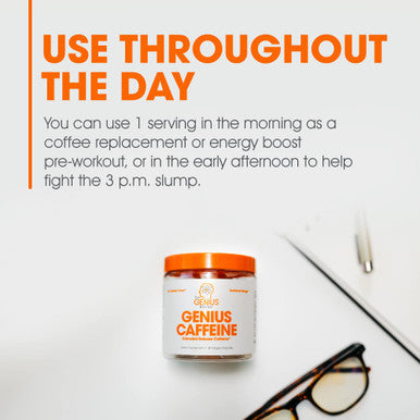Genius Pills 100mg, Extended-Release Microencapsulated Pills - All- Non-Crash Sustained Energy, Focus & Concentration Supplement - Nootropic Brain Booster - 100 Capsules