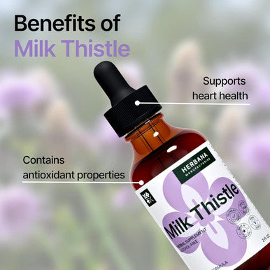Milk Thistle 2 Fl Oz Liquid Extract - Natural Liver Support Drops - Cleanse And Detox Herbal Supplement - Silybum Marianum Tincture For Man & Woman - Family Size - High Potency - 45-Day Supply