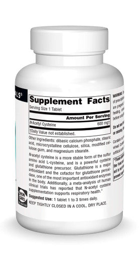 Source s N-Acetyl Cysteine Antioxidant Support 600 mg Dietary Supplement That Supports Respiratory Health* - 120 Tablets