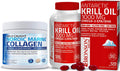 Marine Collagen Peptides Hydrolyzed Protein Powder + Antarctic Krill Oil 1000 Mg With Omega-3S Epa Dha