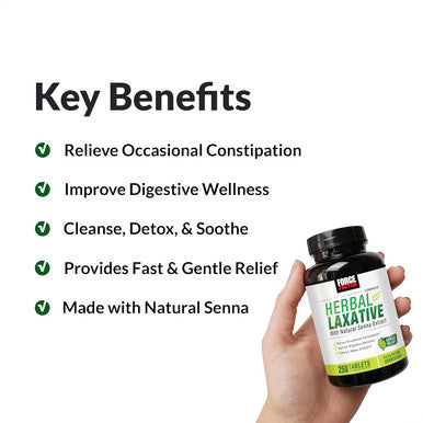Force Factor Herbal Laxative for Constipation Relief for Adults Digestion Supplement Made with Senna to Cleanse Detox and Soothe Laxatives for Constipation for Women and Men 250 Tablets