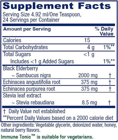 Vitanica Immune Tonic Black Elderberry Syrup Immune Support 4 Ounce