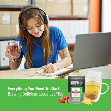 Tiesta Tea - Green Tea Starter Kit | Premium Loose Leaf Green Tea Set | Medium Caffeinated Tea | Make Hot or Iced Tea | Tea Assortment with 3 Loose Leaf Tea Samplers & 100 Disposable Tea Filters
