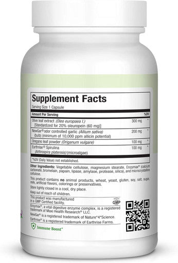 Maxi Health Olive Supreme - Olive Leaf Extract Supplement- Immune Booster - 60 Capsules - Kosher