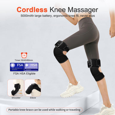 Klugpop Knee Massager With Heat For Pain Relief V5.0[2026 Upgraded] - Electric Cordless Heated Knee Brace With 6 Heat Levels And 3 Vibration Massage Mode For Men Women (Black ) 2Pack