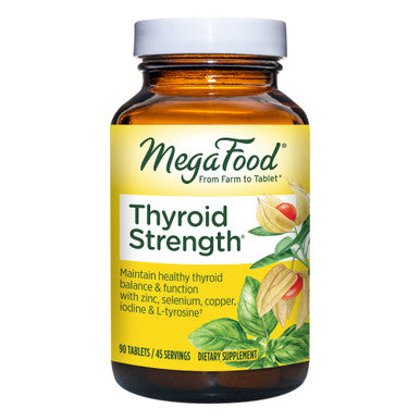 MegaFood Thyroid Strength - Mineral Supplement - Thyroid Support For Women With Ashwagandha Zinc Selenium Copper Iodine & L-Tyrosine & Herb Blend - Vegetarian - 90 Tabs (45 Servings)
