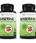 Berberine with Ceylon Cinnamon 1200mg Berberine 100mg Organic Ceylon Cinnamon 120 Veggie Capsules Healthy Immune System Cardiovascular Heart Gastrointestinal Wellness 2 Pack