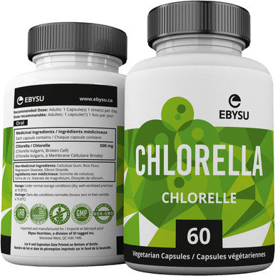 EBYSU Chlorella Supplement Broken Wall Antioxidant Normal Immune System Function Support 500mg Capsules