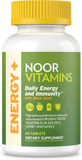 Noor Vitamins Energy+ Multivitamin Halal Vitamin For Energy Production & Immunity, 26 Vitamins & Minerals, Black Seed, Dates, Honey, For Men & Women. Gelatin Free, 2 Month Supply