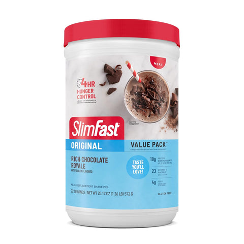 SlimFast Meal Replacement Powder, Original Strawberries & Cream, Weight Loss Shake Mix, 10g of Protein, 14 Servings (Pack of 3) (Packaging May Vary)
