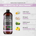 Liquid Collagen 4000mg Biotin 10000mcg Keratin 100mg Saw Palmetto Hyaluronic 100mg - Hair Skin and Nails Vitamins and DHT Blocker with Vitamin D3 MSM 50mg - 16 Fl. Oz