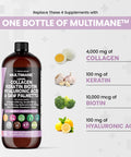 Liquid Collagen 4000Mg Biotin 10000Mcg Keratin 100Mg Saw Palmetto Hyaluronic Acid 100Mg - Hair Skin And Nails Vitamins And Dht Bl