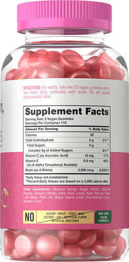 Carlyle Hair, Skin and Nails Gummies | 220 Count | Fruit Flavor Gummy Vitamins | with Biotin | Non-GMO, Vegan, Gluten Free