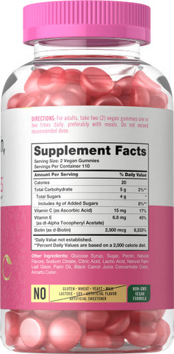 Hair, Skin And Nails Gummies | 220 Count | Fruit Flavor Gummy Vitamins | With Biotin | Non-Gmo, Gluten Free | By Carlyle