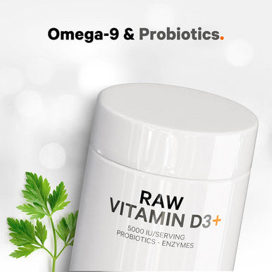 Codeage Raw Vitamin D3+ High Potency 5000 IU Supplement From Saccharomyces Cerevisiae - Raw Vitamin Enhanced with Omega-9 Probiotics Digestive Enzymes Fruits & Greens - 2-Month Supply - 60 Capsules