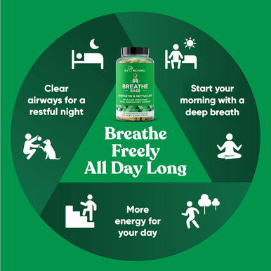 Eu Natural Breathe Inhaler Support Supplement Sinus, Lungs, Open & Clear Airways Seasonal Nasal Health, Bronchial Wellness, Healthy Chest Quercetin, Vitamin D, Bromelain Pills 60 Vegetarian Soft Capsules
