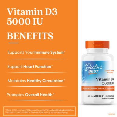 Doctor's Best Vitamin D3 5000 IU 360Softgls
