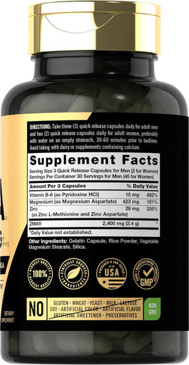 Carlyle ZMA Supplement for Men & Women 2400mg | 90 Count | Non-GMO Gluten Formula