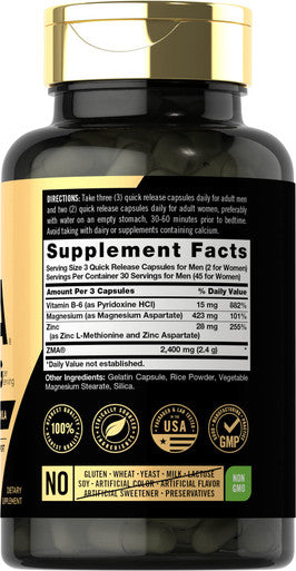 Zma Supplement For Men & Women 2400Mg | 90 Count | Non-Gmo, Gluten Free Formula | By Carlyle
