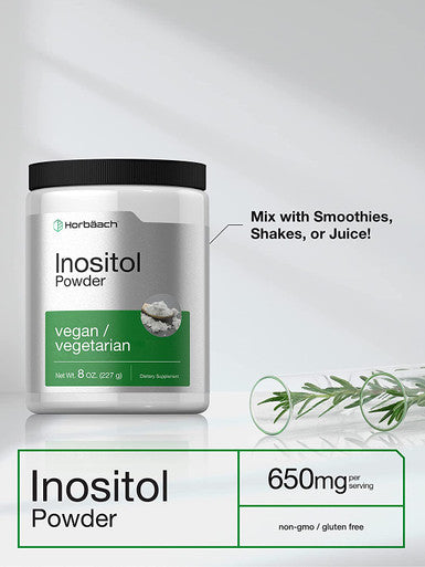 Inositol Powder 8 oz | Vegan, Vegetarian Non-GMO, Gluten Free Supplement | by Horbaach