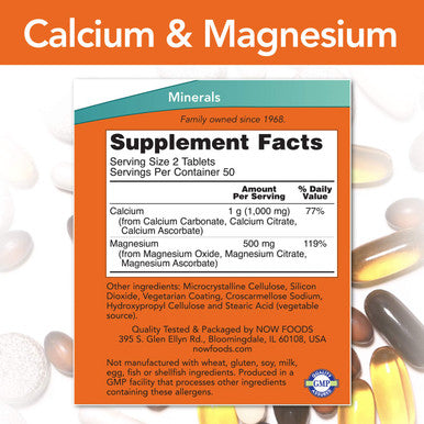 Now Foods Calcium Magnesium 1000/500 mg - 100 Tablets