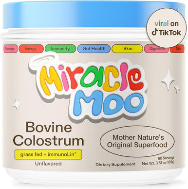 Miracle Moo Colostrum Supplement (Unflavored 60sv) + Electric Frother