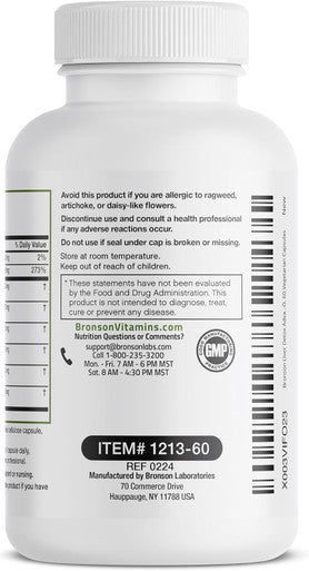 Bronson Liver Detox Advanced Detox & Cleansing Formula Supports Health Liver Function With Milk Thistle, Dandelion Root, Turmeric, Artichoke Leaf & More, Non-Gmo, 60 Vegetarian Capsules