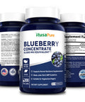 NusaPure Blueberry Concentrate 10,000mg Equivalent per caps.200 Veggie Powder caps (Extract 20:1, 100% Vegetarian, Non-GMO & )