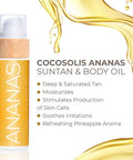 COCOSOLIS ANANAS tanning accelerator - organic tanning oil with vitamin E & pineapple scent for a quick, intensive tan - tanning enhancer for a rich chocolate tan - nourishing body lotion (110 ml)