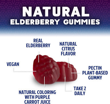 Immune Support Gummies - Powerful Sambucus Elderberry Gummies With Elderberry Extract, Zinc & Vitamin C Gummy, Max Potency Natural Vegan Immune Support Supplement For Adults & Children - 60 Gummies