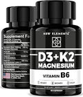 Vitamin D3 K2 with Magnesium Glycinate and Vitamin B6 Magnesium 1500mg D3 10000 IU K2 (MK7) 200mcg Vitamin B6 10mg Maximum Absorption Immunity Heart and Nerve Support Vegan NonGMO